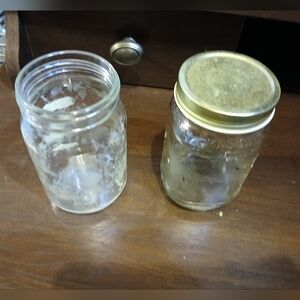 Set of Two Clear Wide Mouth Glass Jars
